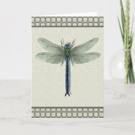 Elegant Blue Dragonfly Feestdagen Kaart