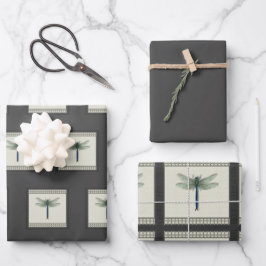 Elegant Blue Dragonfly Inpakpapier Vel