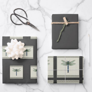 Elegant Blue Dragonfly Inpakpapier Vel