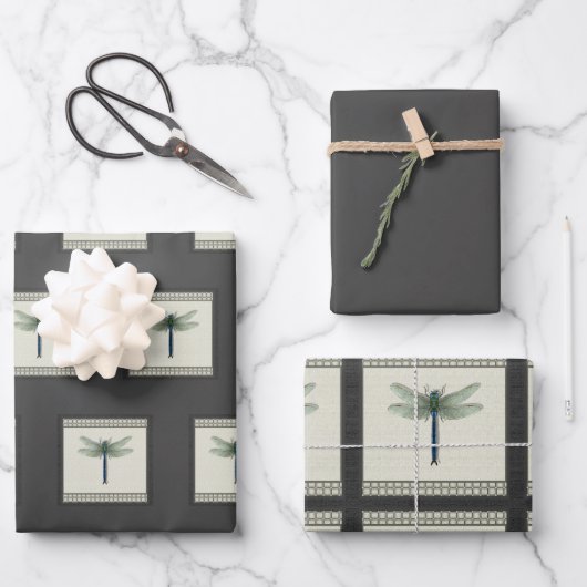 Elegant Blue Dragonfly Inpakpapier Vel (Voorkant)