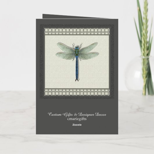 Elegant Blue Dragonfly Kaart (Achterkant)