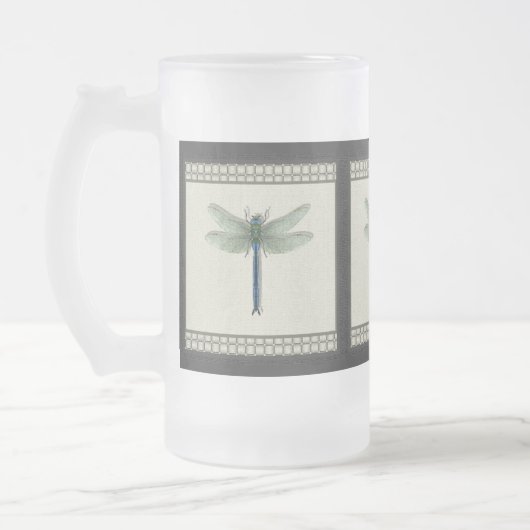 Elegant Blue Dragonfly Matglas Bierpul (Links)