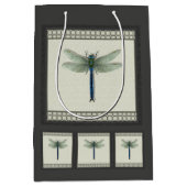Elegant Blue Dragonfly Medium Cadeauzakje (Voorkant)