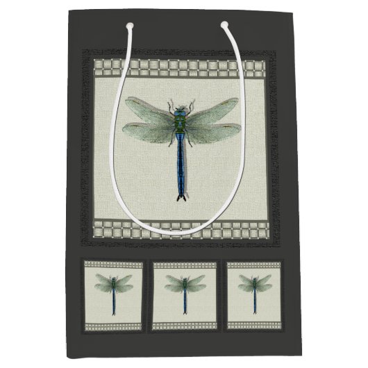 Elegant Blue Dragonfly Medium Cadeauzakje (Voorkant)