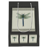 Elegant Blue Dragonfly Medium Cadeauzakje (Achterkant)