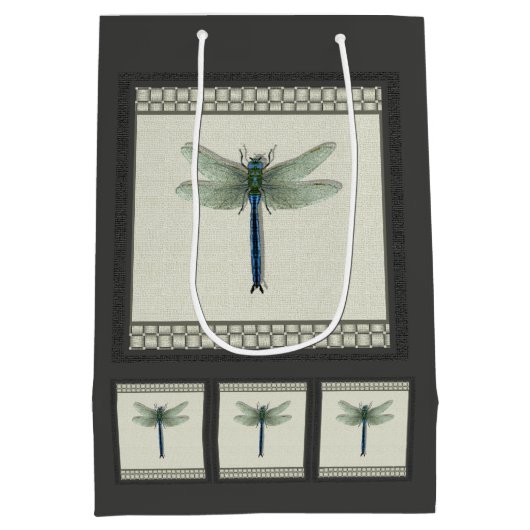 Elegant Blue Dragonfly Medium Cadeauzakje (Achterkant)