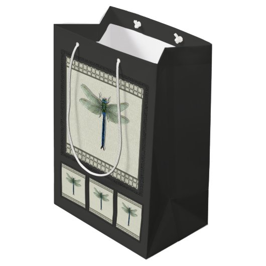 Elegant Blue Dragonfly Medium Cadeauzakje (Achterkant Gekanteld)