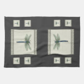 Elegant Blue Dragonfly Theedoek (Horizontaal)