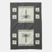 Elegant Blue Dragonfly Theedoek (Verticaal)