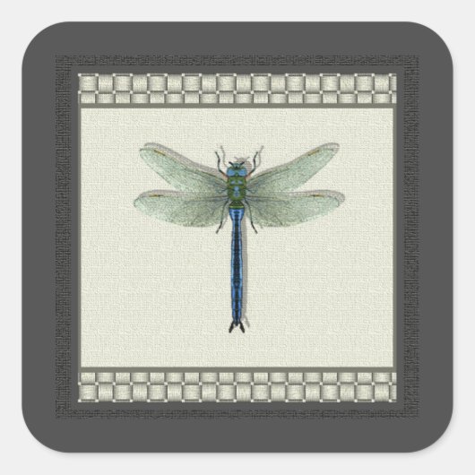 Elegant Blue Dragonfly Vierkante Sticker (Voorkant)