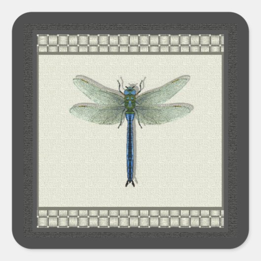 Elegant Blue Dragonfly Vierkante Sticker (Voorkant)
