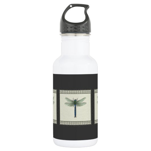 Elegant Blue Dragonfly Waterfles (Voorkant)