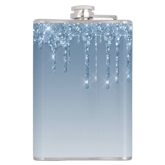 Elegant Blue Driving Faux Glitter Monogram Heupfles (Achterkant)