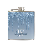 Elegant Blue Driving Faux Glitter Monogram Heupfles (Voorkant)