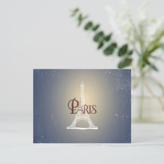 Elegant  Blue Eiffel Tower Paris design Briefkaart (Staand voorkant)