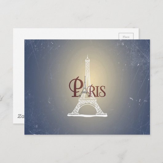 Elegant  Blue Eiffel Tower Paris design Briefkaart (Voorkant / Achterkant)