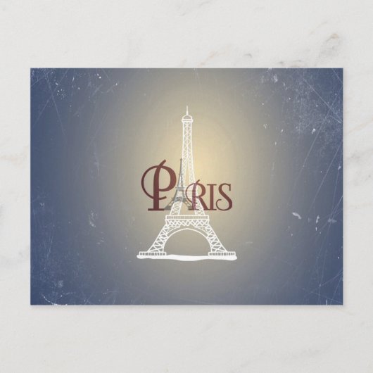 Elegant  Blue Eiffel Tower Paris design Briefkaart (Voorkant)