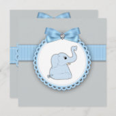 Elegant Blue Elephant Baby shower Kaart (Voorkant / Achterkant)