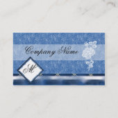 Elegant Blue Embroidery White Rose Visitekaartjes (Achterkant)