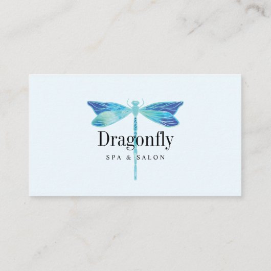 Elegant Blue en Aqua Waterverf Dragonfly Afsprakenkaartje (Achterkant)