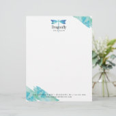Elegant Blue en Aqua Waterverf Dragonfly Logo (Staand voorkant)