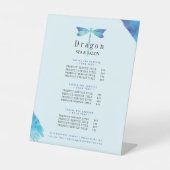 Elegant Blue en Aqua Waterverf Dragonfly Reclamebord Met Voetstuk (Voorkant)