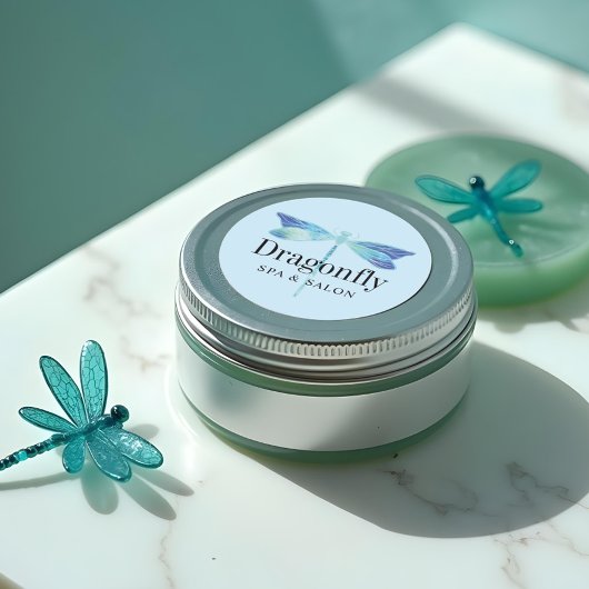 Elegant Blue en Aqua Waterverf Dragonfly Ronde Sticker