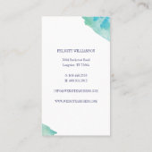 Elegant Blue en Aqua Waterverf Dragonfly Visitekaartje (Achterkant)