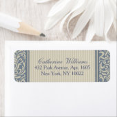 Elegant Blue en Beige Baroque Pattern Etiket (Insitu)