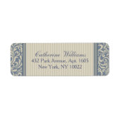 Elegant Blue en Beige Baroque Pattern Etiket (Voorkant)