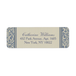 Elegant Blue en Beige Baroque Pattern Etiket