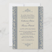 Elegant Blue en beige Baroque Pattern Wedding Kaart (Voorkant)