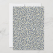 Elegant Blue en beige Baroque Pattern Wedding Kaart (Achterkant)