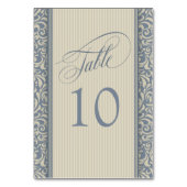 Elegant Blue en beige Damask Table Number Kaart (Voorkant)