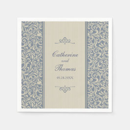 Elegant Blue en Beige Pattern Wedding Servetten