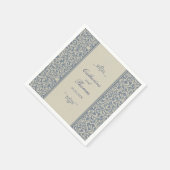 Elegant Blue en Beige Pattern Wedding Servetten (Hoek)