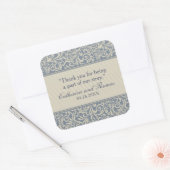Elegant Blue en Beige Pattern Wedding Vierkante Sticker (Envelop)