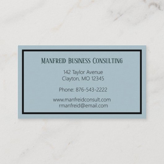 Elegant Blue en Black Art Deco Visitekaartje (Achterkant)