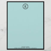 Elegant Blue en Black Monogram Letterhead Briefhoofd Ontwerp (Voorkant)