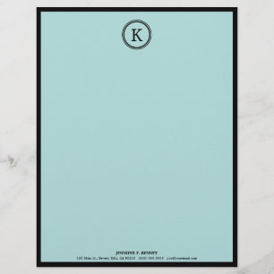 Elegant Blue en Black Monogram Letterhead Briefhoofd Ontwerp