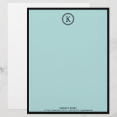 Elegant Blue en Black Monogram Letterhead Briefhoofd Ontwerp (Voorkant / Achterkant)