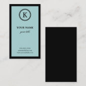 Elegant Blue en Black Monogram Visitekaartjes (Voorkant / Achterkant)