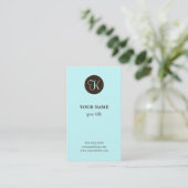 Elegant Blue en Brown Monogram Visitekaartjes (Staand voorkant)