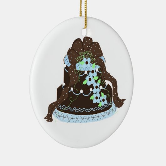 Elegant Blue en Chocolate Cake Keramisch Ornament (Rechts)