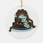 Elegant Blue en Chocolate Cake Keramisch Ornament (Voorkant)