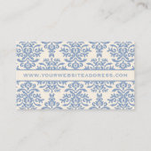 Elegant Blue en Cream Damask Letter E Visitekaartje (Achterkant)