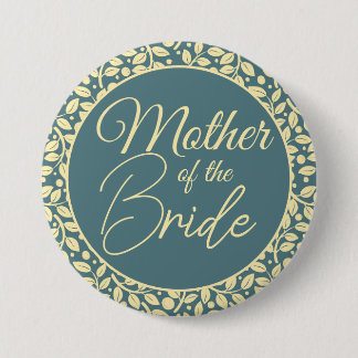 Elegant Blue en Cream Leaf Moeder van de Bride Ronde Button 7,6 Cm