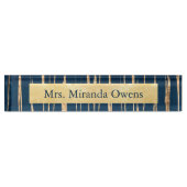 Elegant Blue en Faux Gold Foil Naambordje (Voorkant)