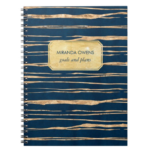 Elegant Blue en Faux Gold Foil Notitieboek (Voorkant)