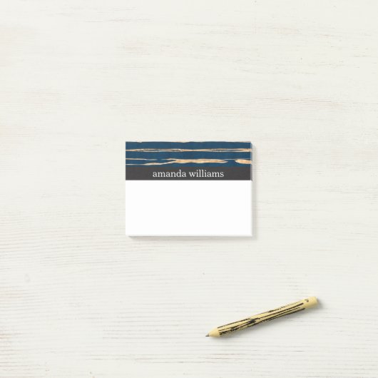Elegant Blue en Faux Gold Foil Post-it® Notes (Op bureau)